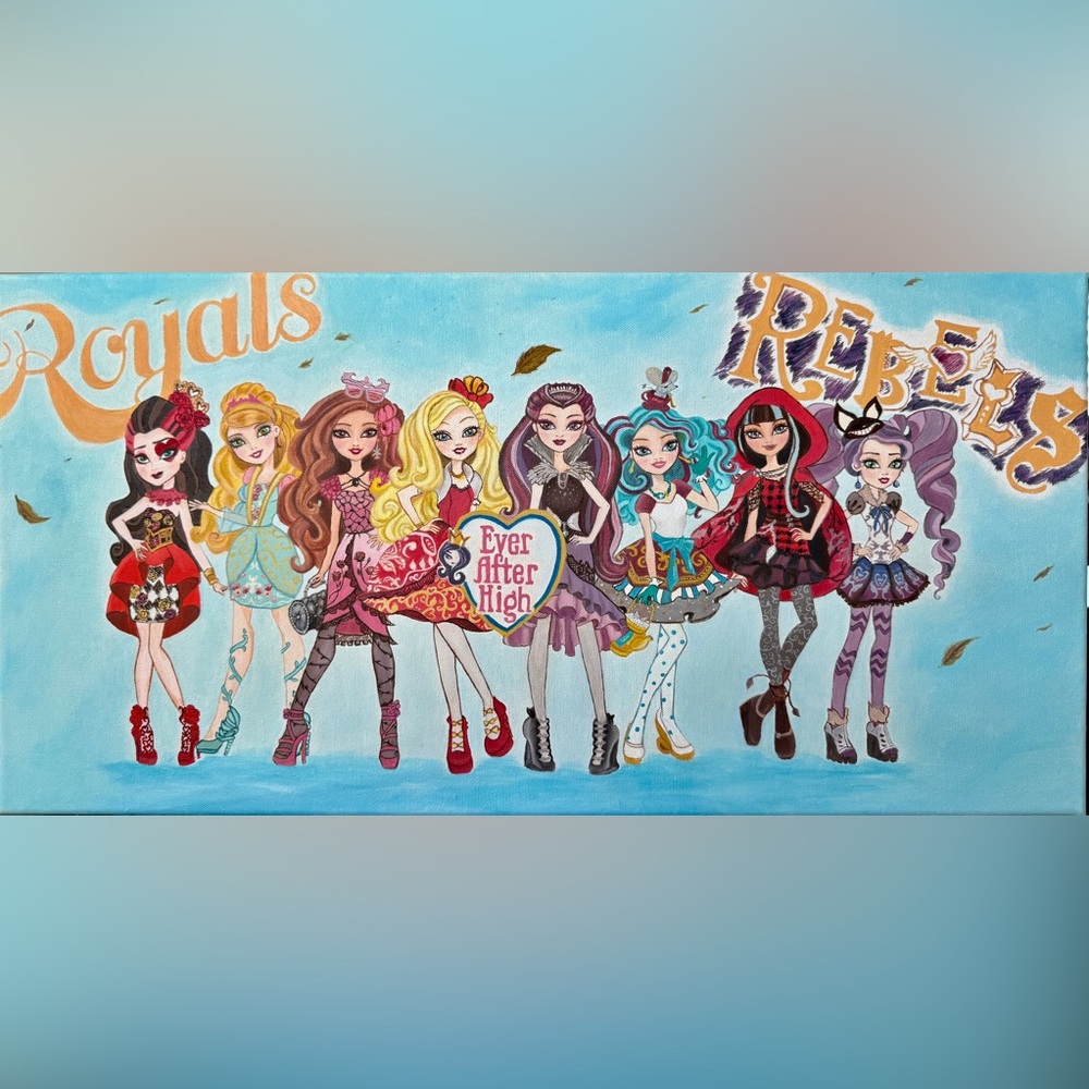 Original hand painted Ever After High oil painting 12”x24”